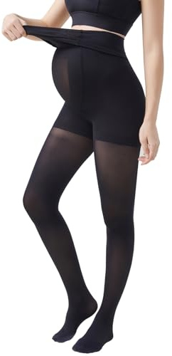 MANCI Sömlösa svarta graviditetstights för graviditet – 80D – S, M, L, XL, Svart, L