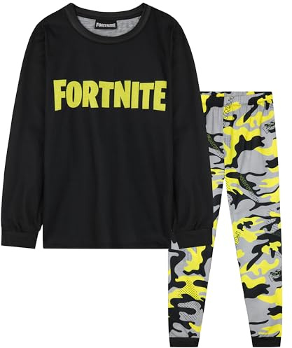 Get Trend Minecraft Pijama Niño Manga Larga, Conjunto Pijama para Niños y Adolescentes, Creeper Lounge Set, Ropa de Dormir, Regalo Gamer (11-12 Años, Amarillo Fortnite)