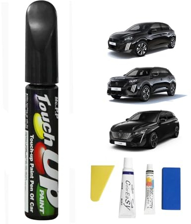 Treesiche Rimuovi Graffi per Peugeot, Penna Ritocco Carrozzeria, 2 in 1 Auto Ritocco Vernice Penna con Pennello, Soluzione Rapida e Facile per la Riparazione, Perla Nera Nero(KTV)