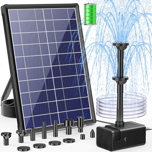 POPOSOAP 8W Solar Fountain with 3600mAh Battery Backup Water Spray Stability, Solar Water Fountain with Dry-Run Protection Water Pump for Small Pond, Bird Bath, Water Feature