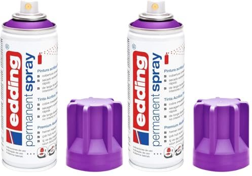 Edding 5200 spray permanente - arándano mate - 200 ml - pintura acrílica para pintar y decorar vidrio, metal, madera, cerámica, plástico, lienzo - aerosol, spray acrílico, spray de pintura