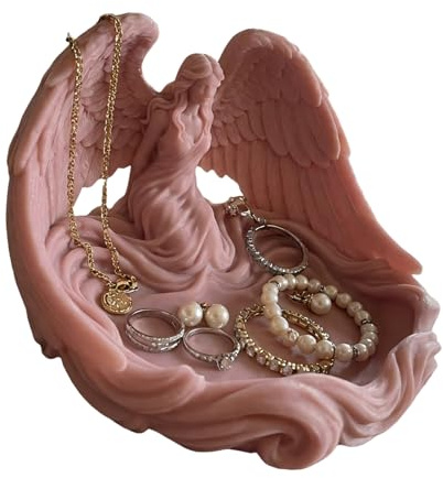 ZBIianxer Vassoio da esposizione artistico Piastra portaoggetti in plastica a forma d ' angelo per la presentazione e la conservazione gioielli eleganti Vassoio per pianificatore cosmetico