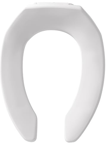 BEMIS 1955CT Commercial Open Front Plastic Toilet Seat, Heavy Duty Industrial Seat without Lid, Secure Installation for Long Lasting Use, Made in USA, Elongated, White