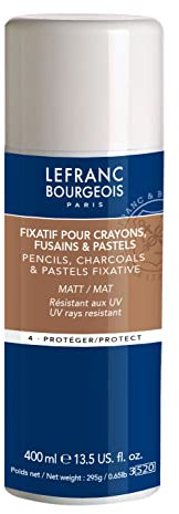 Lefranc Bourgeois 300226 Cristal Fixative, Fixativ das Kohle-, Buntstift- und Pastellzeichnungen schützt, Alterungsbeständig - 400ml Spray