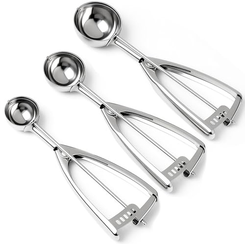 Saebye Cookie Scoop Set, Cookie Scoops for Baking Set of 3, Cookie Dough Scoop, 1 Tbsp/ 2 Tbsp/ 3 Tbsp, Melon Baller Scoop, Ice Cream Scoop with Trigger, for Cookie Cupcake Muffin Ice Cream Truffles