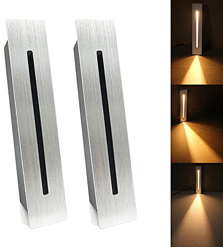 Luce a LED da incasso per scale, 220 V, per interni, angolo da parete, lampada decorativa per corridoio, scala, 2 pezzi, Warm White, argento