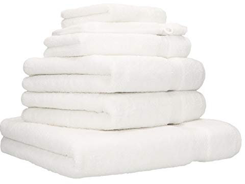 Betz 6-TLG. Handtuch-Set Premium 95°C waschbar 100% Baumwolle 95°C waschbar 1 Liegetuch 2 Handtücher 1 Gästetuch 1 Waschhandschuh 1 Seiftuch Farbe weiß