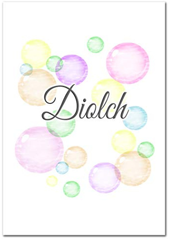 Welsh Thank You Cards Pack (16 Diolch Multipack Set + Self-Seal envs) – Wording in Welsh Language - Blank Inside – Birthday Wedding Newborn Baby Teacher Friends Thanks Folded Note Size 105x148mm