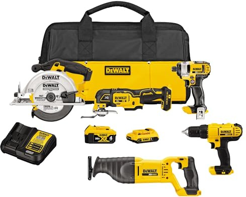 DEWALT Tools 5 Tool Power Tool Combo Kit, Cordless Drill Impact Driver Saw Oscillating Multi-tool Set with 20V MAX Battery and Charger (DCK551D1M1)