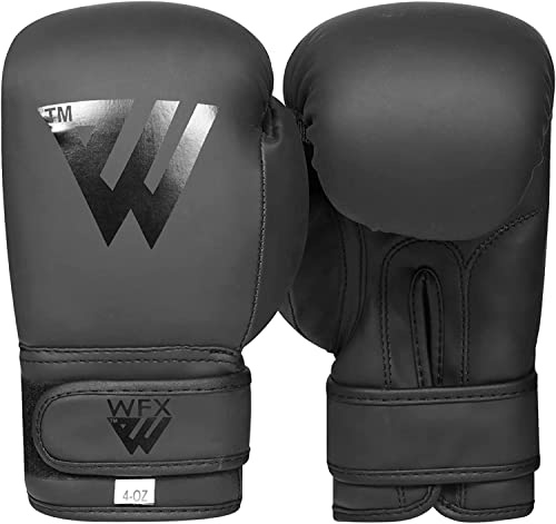 WFX Kids Boxing Gloves for Boys & Girls - 2 Oz Training MMA Punching Bag Kickboxing Muay Thai Youth Junior Matte Black Gloves Gift (2 OZ, Black)