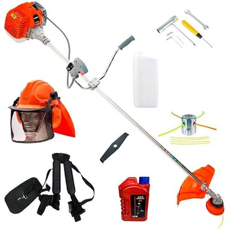 SAKAWA Desbrozadora Barra Fija 28mm + Disco + Cabezal Aluminio + Casco Forestal + Aceite 1L