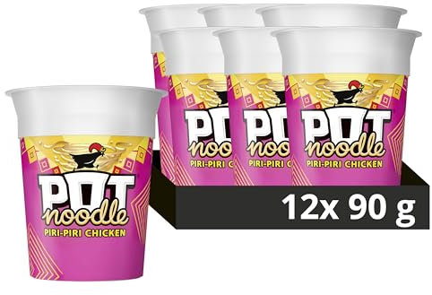 Pot Noodle Piri-Piri Chicken Instant Snack vegetarian quick to make noodles 12x 90 g