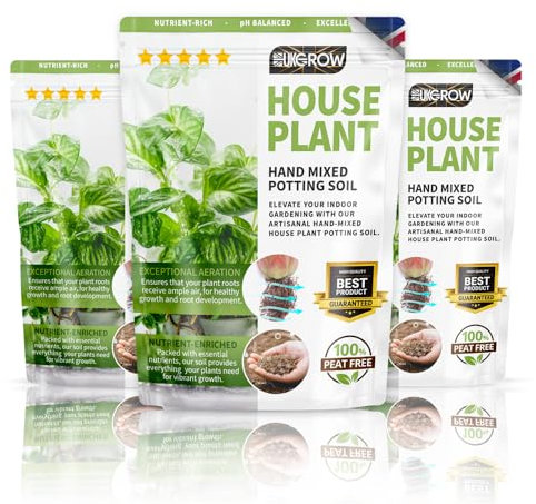 UKGROW Hand-Mixed Houseplant Soil | 1L Resealable Bag | Peat-Free with Coco Coir, Perlite & More | Pest-Free for Perfect Repotting