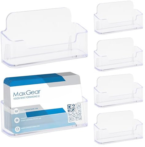 HENGBIRD 6 Stück Visitenkartenhalter, Visitenkarten Visitenkartenständer, Visitenkarten Halter Visitenkartenhalter Acryl, Business Card Holder für Visitenkartenablage Ausstellung Büro (9.5x2.3x4.5CM)
