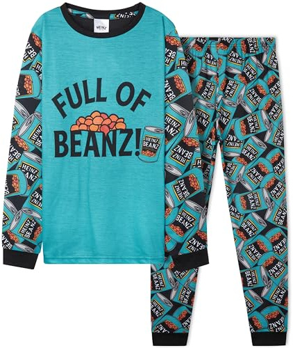 Heinz Pigiama Bambino Lungo Set Pigiami Morbido Traspirante Abbigliamento da Casa Baked Beans Divertente Regalo Ragazzo (13-14 Anni, Blu)