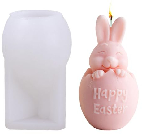 Junhui Molde Silicona Huevos de Pascua, Moldes de Silicona para Pascua, 3D Moldes de Conejito Huevo de Velas para Pasteles, Velas Perfumadas, Jabones, Regalos de Pascua