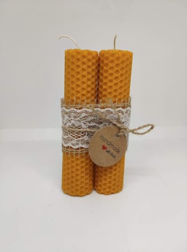 Bougie à la cire d'abeille roulée à la main naturelle et artisanale, non parfumée
