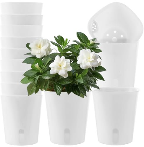 APACALI 14 Stück Selbstwässernder Blumentopf, 7.5CM Selbstbewässerung Topf mit Wasserstandsanzeiger, Kräutertopf Küche mit Bewässerungssystem, Blumentopf für Indoor für Innen und Balkon