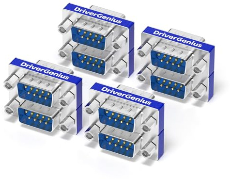 DriverGenius Adattatore Gender Changer RS232 Seriale - 9 Pin DB9 Maschio-Maschio (Metallo, RS232M2M-8A, Confezione da 8)