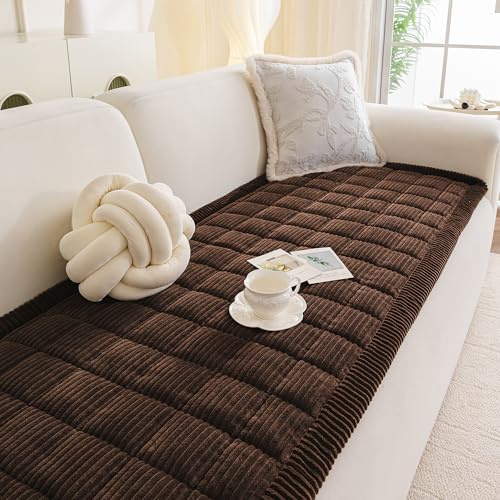 MYSKY HOME Sofabezug L Form, Sofa üBerzug 2 3 4 Sitzer, Sofadecke rutschfest Universelle Couch üBerzug, SofaüBerwurf FüR Wohnzimmer, Hundedecke Sofa, Sofa Decke üBerwurf Schokoladenbraun 70x150cm 1pc