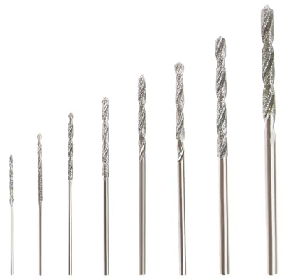 ANBOO 8 Stück Diamantbohrer Set (0.8-3.0mm) | Diamantspitze Spiralbohrer für Glas, Stein, Metall, Keramik, Muscheln, Jade | Universell kompatibel mit Dremel & Bohrmaschinen