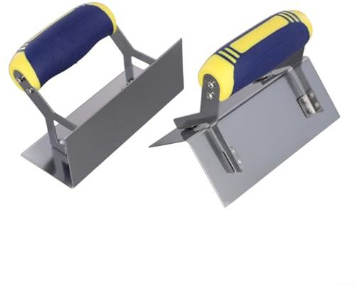 HavenDomicile Cazzuola per finitura, in acciaio inox, strumenti per muratura per intonaco e finitura in cemento, con bordo liscio e scanalatura definita (interno + esterno)