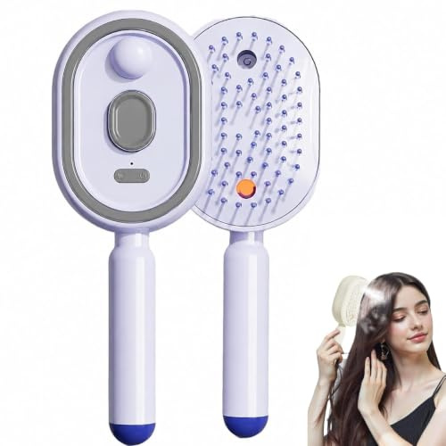 Peigne à vaporisation multifonctionnel de massage Type-C Rechargeable Portable Vaporisateur de soin des cheveux Anti-statique & démêlant Vibration Massage du cuir chevelu pour tous les types de