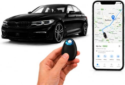 GPS Tracker for Vehicles, Car Tracker Compatible with IOS and Android, No SIM Card, Real-Time Location Tracking, IP67 Waterproof Mini Tracking Device for Cars, Keys, Luggage, Bikes & Pets