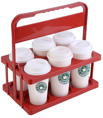 musbus Reusable Drink Carrier with Handle for Food Delivery Drivers, Portable Cup/Coffee Holder Accessories for Delivery, Foldable Drinks Caddy with Tray, Car Durable Plastic Festive Bottle, Vacation