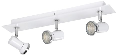 EGLO LED Deckenlampe Tamara 1, 3 flammige Deckenleuchte Bad, Badezimmer Lampe aus Metall in Chrom, Glas in Weiß, Deckenstrahler, Spots inkl. GU10 Leuchtmittel, warmweiß, IP44