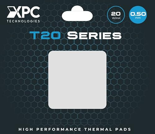 XPC High Performance 20W/mK Thermal Pad T20 Series, 100 x 100mm, White, 0.5mm to 3.5mm Thickness, Non-Conductive for GPU, Electronics, Computer Parts (0.50mm)