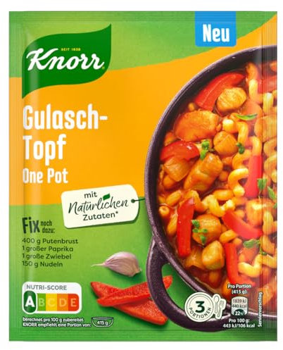 Knorr Fix Würzmischung Gulasch-Topf One Pot für ein leckeres Nudelgericht ohne geschmacksverstärkende Zusatzstoffe 46 g 1 Stück