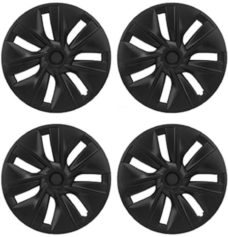 Dioche Radkappen, Radkappen 19 Zoll 4er Set Radnabenkappe Mattschwarz Hochfestes Strukturdesign Ersatz für Model Y 2020-2023