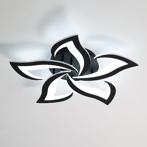 Comely Plafón LED 60 W – 6750 lm – Luz Blanca Fría 6500 K – Diseño Moderno Negro 60 cm x 8 cm