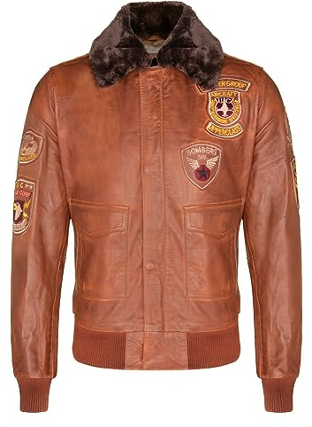 Infinity Leather Chaqueta de Aviador de Cuero Para Hombre con Insignia de la Fuerza Aérea Piloto Volador Bomber