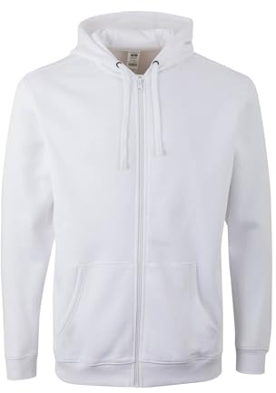 Mukua SF270U - Felpa Unisex con Zip e Cappuccio, Colore: Bianco, Taglia XL, Bianco, X-Large