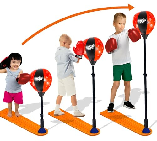 Xwin Kids Punch Bag with Gloves - Adjustable 80–125cm Freestanding Boxing Set with Non-Slip Base - Stress-Buster Punching Ball Stand for Children - Durable Fitness Toy for Boys & Girls Ages 3+ Years
