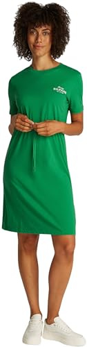 Tommy Hilfiger Donna Abito a T-Shirt con Cintura in Vita, Verde (Radiant Green), L