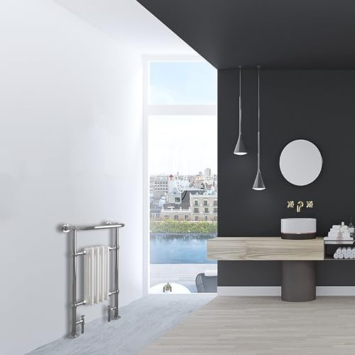 Skybathroom | 952x479mm White & Chrome Bathroom Victorian Heated Towel Rail Traditional Radiator
