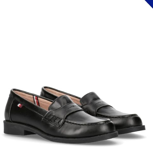 Tommy Hilfiger Logo Smooth Loafers, for Boys, Samir, Black, 40