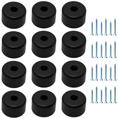Patas para Muebles, Patas Regulables para Muebles, 12 Piezas Pata Mesa Regulable ø 40 X H 25 Mm, Patas Sofa Redondas, Patas de Plástico, Pies para Muebles, Patas de Mesa con Tornillos de 24 Piezas