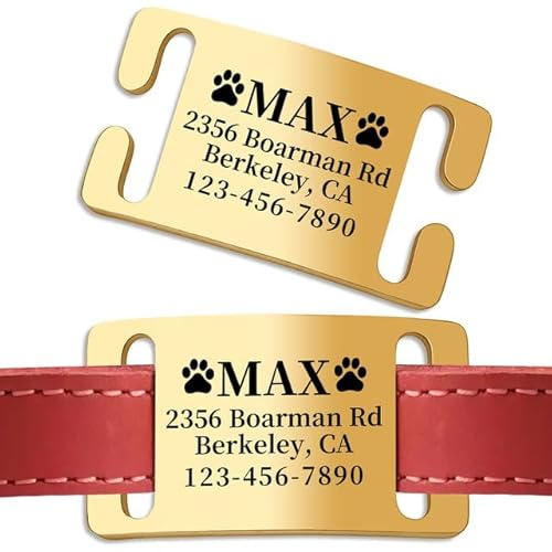 Personalisierte Hundemarke mit Gravur | Adressanhänger für Hunde & Katzen | Stilvolles Hunde-Namensschild für Halsband | Leise Slide-On Design