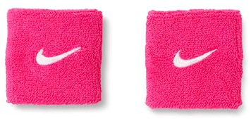 Nike Swoosh Classic Wristbands 2er Pack Schweißbänder Tennis Fitness Running Handgelenkbänder Sport, Vivid Pink/White, One Size