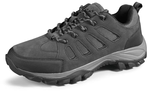 TRAILBLITZ Men's Hiking Shoes Walking Sneakers Outdoor Workout Footwear Non Slip Comfortable Lightweight Breathable Trekking Backpacking Trail Running (8.5 Men，BlackGray)