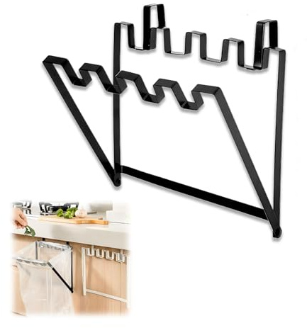 Kisstta Support de sac poubelle pliable à suspendre - Poubelle portable en fil métallique - Accessoire de cuisine - Support de sac poubelle pour le rangement des déchets ménagers - Pour cuisine, salle