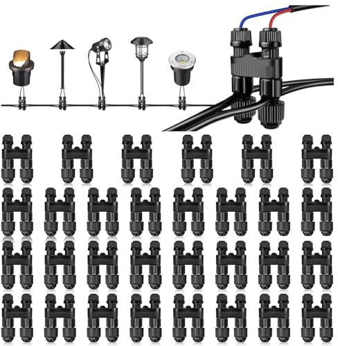 Lot de 30 connecteurs de fils basse tension, connecteurs d'éclairage paysager, étanches Fastlock2 style basse tension pour fil de calibre 12 à 18, lumières d'allée et de jardin