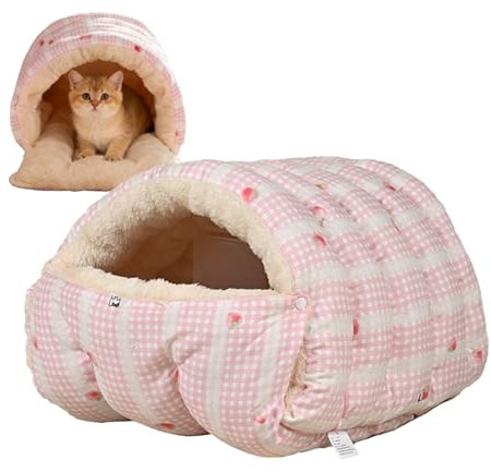 Niesel Niche à chat fermée | Niche d'hiver amovible et lavable - Niche à chats semi-fermée à capuche - Pour maison, cuisine, chambre à balcon, appartement sommeil de nuit, repos quotidien
