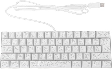 Denash Mekaniskt Speltangentbord med 61 Tangenter, RGB-bakgrundsbelyst Ultratunt och Lätt Trådbundet Tangentbord med 8 Färglägen och Anti Ghosting-teknik, för PC-laptop Work Study (WHITE)