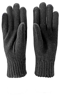 CLASSE77 - Guanti rasatai con bordino elastico a coste, in lana al 100% da Uomo - Artigianali - Made in Italy (Nero)