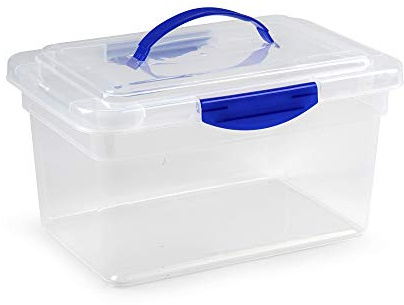 PLASTIC FORTE, Caja de almacenamiento, TRANSPARENTE, 9 litros, con asa
